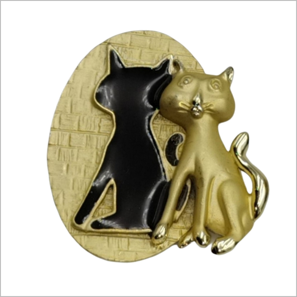 Siamese Cat Silhouette Gold Tone Enamel Brooch. 2" NWOT